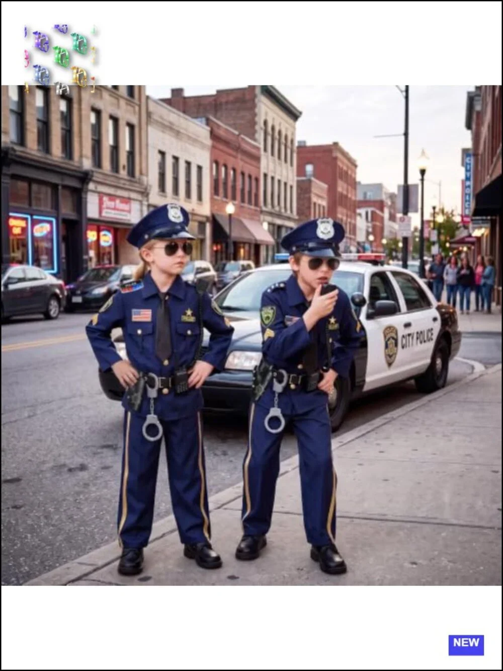 Kids Police Costume 11-Piece Set with Accessories Halloween Role Play